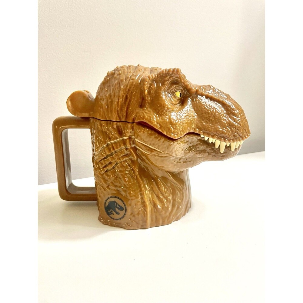 Jurassic Park World T-Rex Head Mug Cup Flip Top Lid  Tyrannosaurus Rex